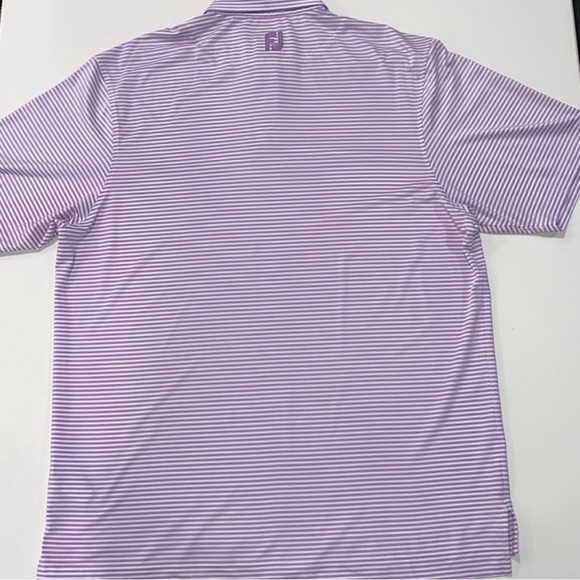 FootJoy Performance Polo Short Sleeve Large Purple White Striped Golf Shirt - Picture 11 of 12